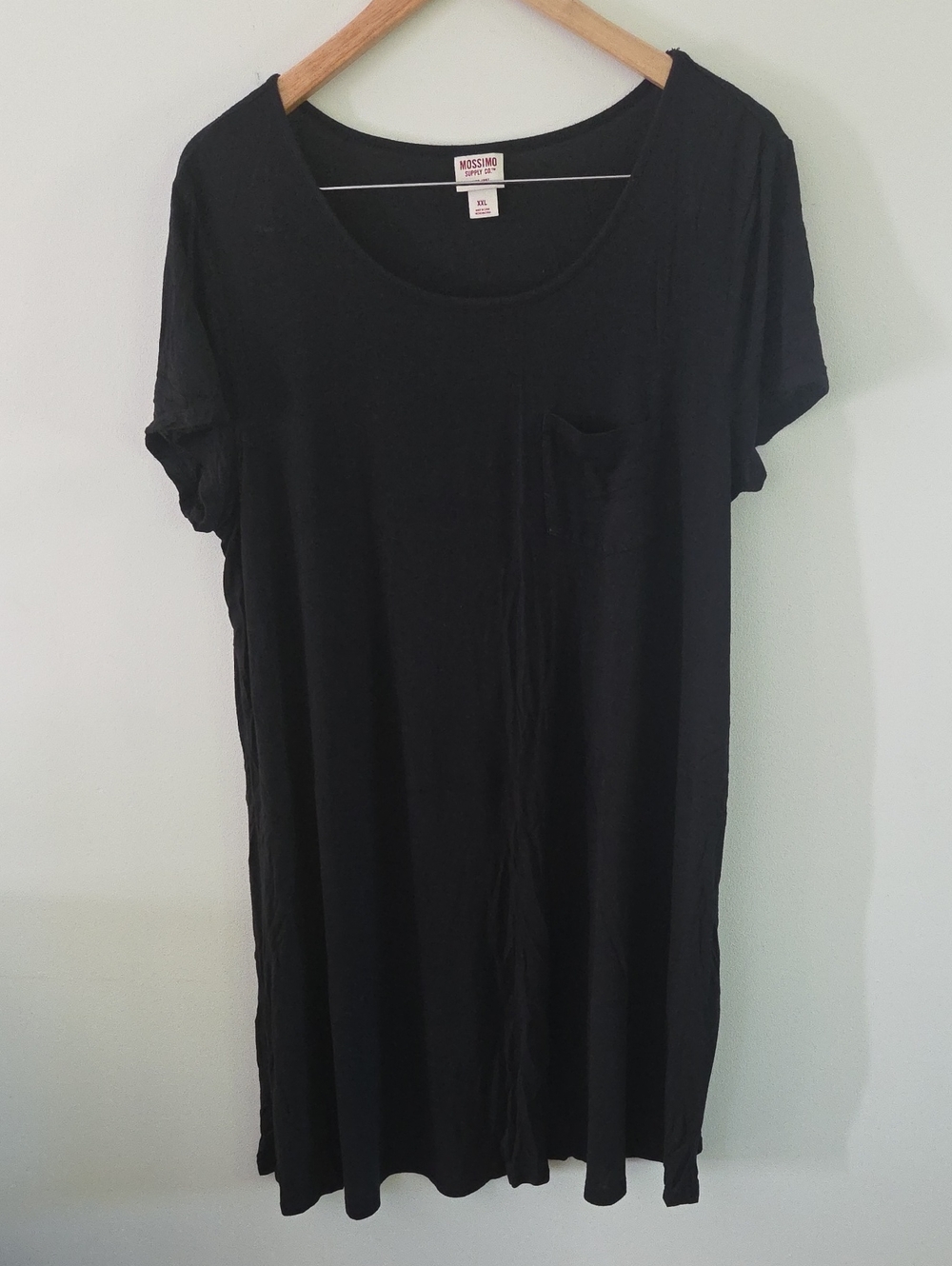 Mossimo Supply Co. Black Short Sleeve Scoop Neck T-shirt Dress with Chest Pocket